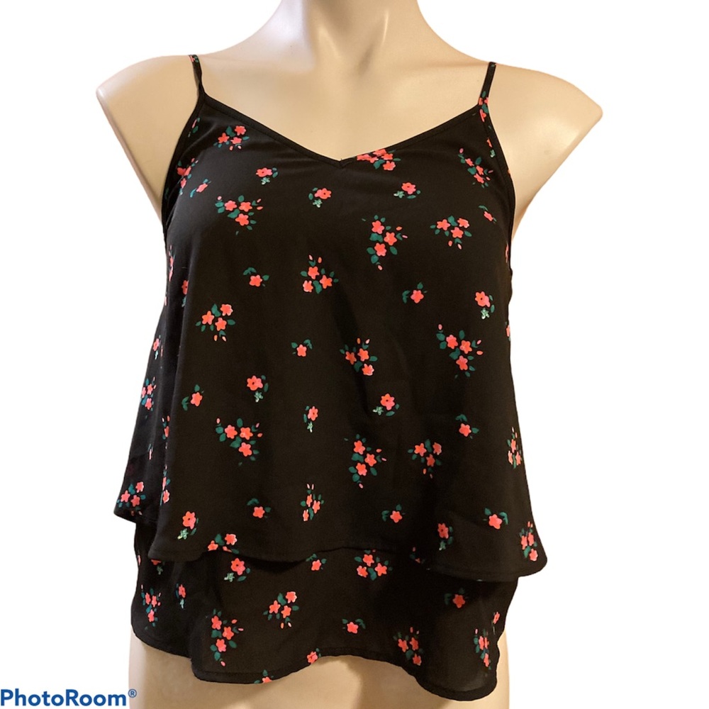 L’Amour Nanette Lepore black floral tank top-
